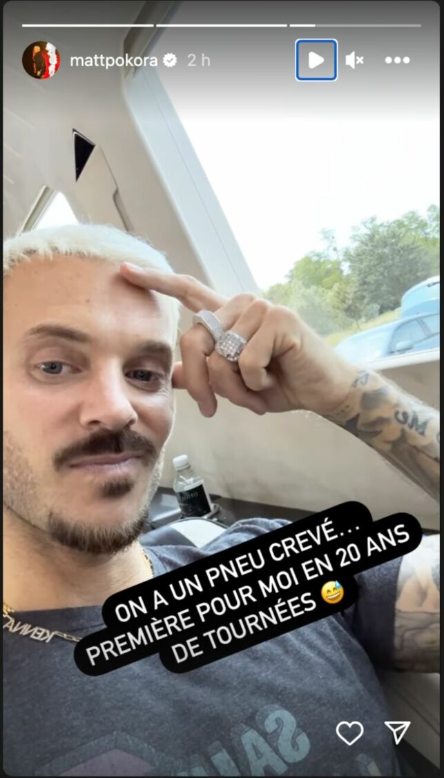 Matt Pokora bloqué sur la route en pleine tournée